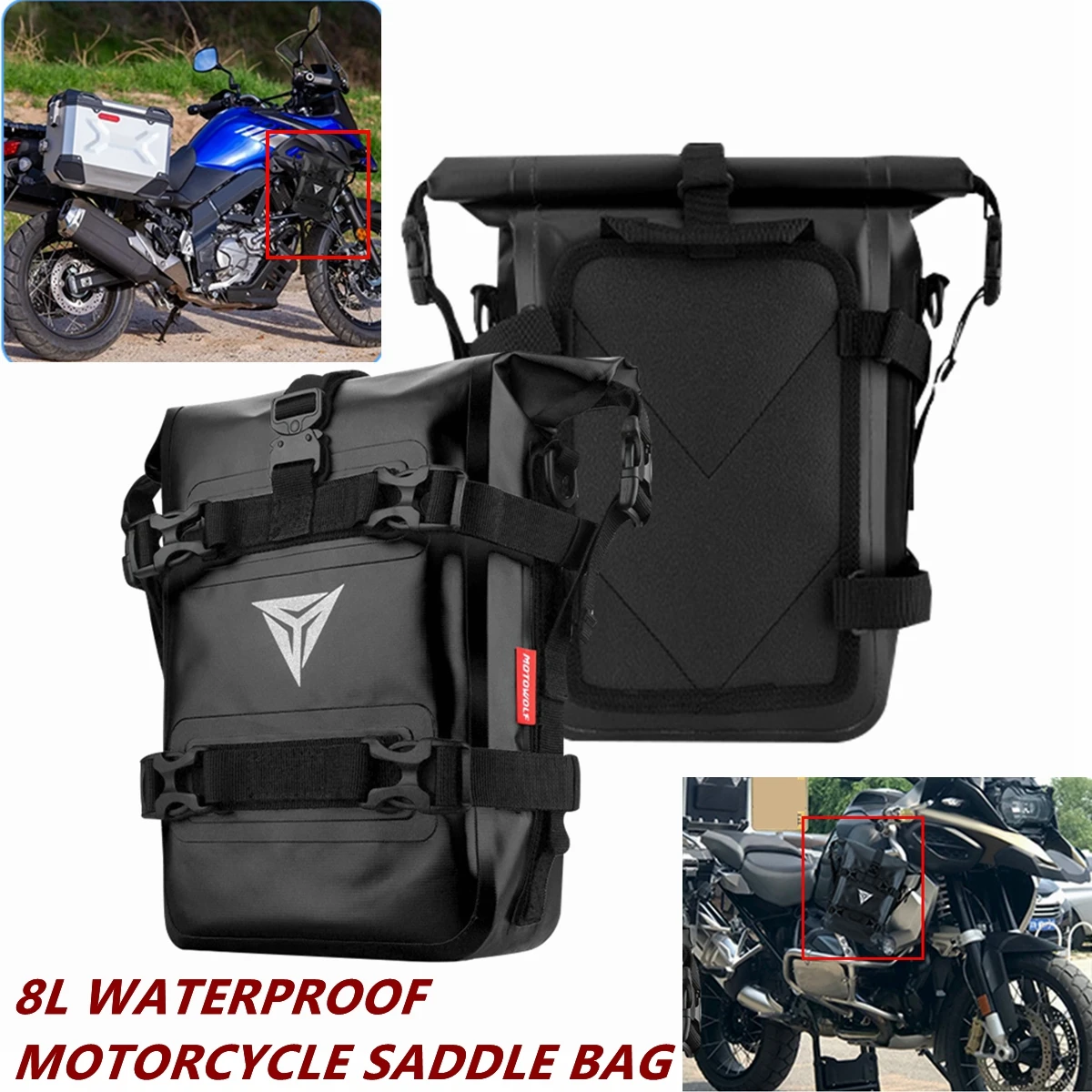 

Водонепроницаемая сумка на мотоциклетный дугу безопасности, боковой рюкзак для мототуризма, желтые универсальные водонепроницаемые мото-седельные сумки для приключений