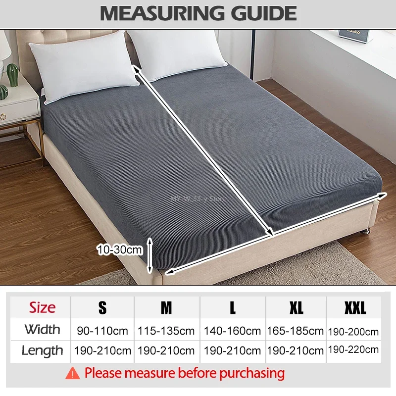 Solid Color Mattress Cover Pad Protector Skin-Friendly Washable Fitted Bed Sheet Latex Mat Solid Color Bed Cover No Pillowcase