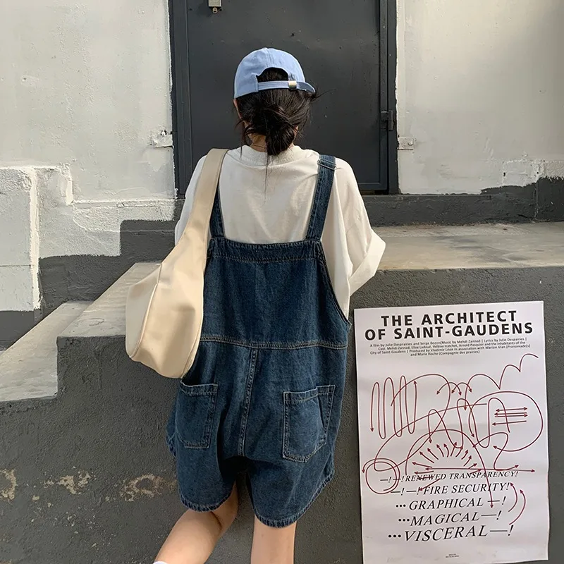 

Rompers Playsuits Women Adjustable Strap Trendy Pockets Solid Loose Korean Style Casual Summer Streetwear Fashion Ulzzang Lady