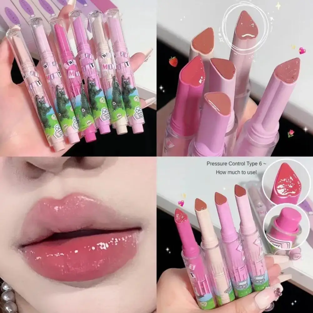 Brillo de labios de agua de espejo de amor de flores para mujer, vidrio brillante, lápiz labial en forma de corazón de amor, resistente al agua, gelatina de cristal, Gl Z3j2