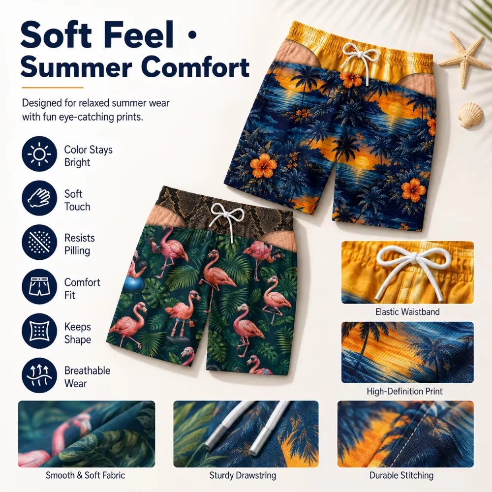 2026 Neue Sommer-Herrenshorts mit 3D-Strukturiertem Flauschigem Rücken-Design, Geeignet für Poolpartys und Urlaubsoutfits Y2k – Detail 4