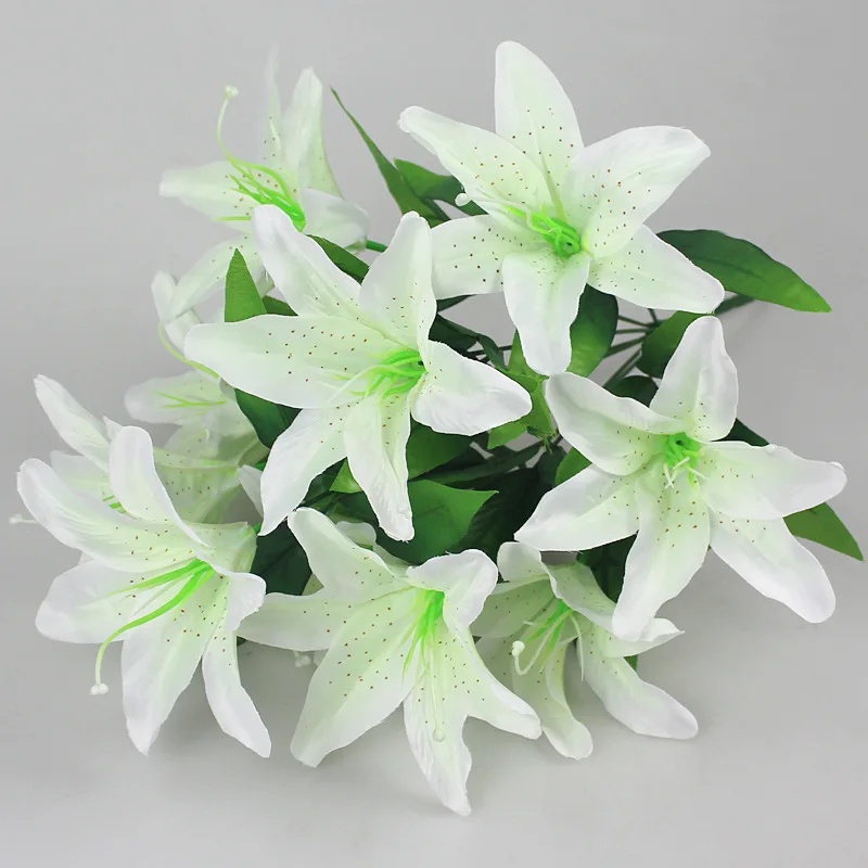 Künstliche Lilienblume, 10 Köpfe, künstliche Lilie, künstliche Blume, Hochzeit, Party, Dekoration, Blumenstrauß, Zuhause, Hotel, Büro, Garten, Heimdekoration – Detail 3