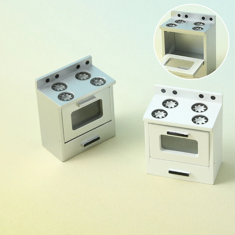 1/12 casa de muñecas simulación estufa de Gas modelo casa de muñecas Mini cocina utensilios de cocina muebles decoración muñecas juguetes para juego de imitación