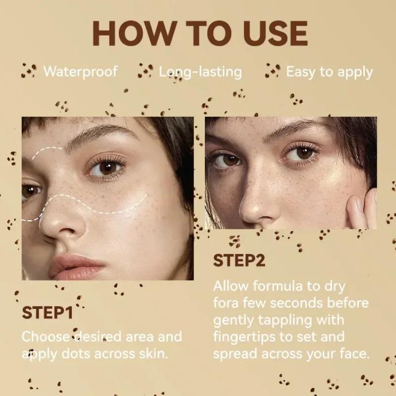 Heallor Waterproof Face Fake Freckles Pen Natural Lifelike Liquid Freckle Stamp Dot Spot Pen Quick Dry Long Lasting Cover Mole P