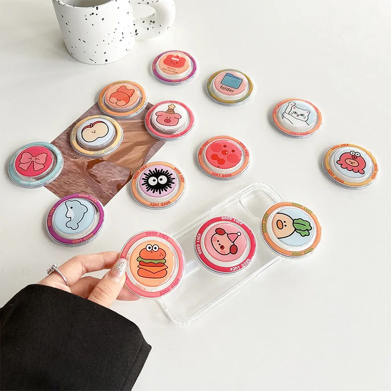 

Cartoon Cute Magnetic Mobile Phone Grip Holder Socket Pocket Support for Magsafe IPhone 16 Mac Safe Ring Finger Expanding Stand