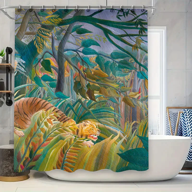 

Watercolor Floral Shower Curtain Pink Green Red Decorative Fabric Bath Mats Waterproof Modern Design Bathroom Accessories for Ho