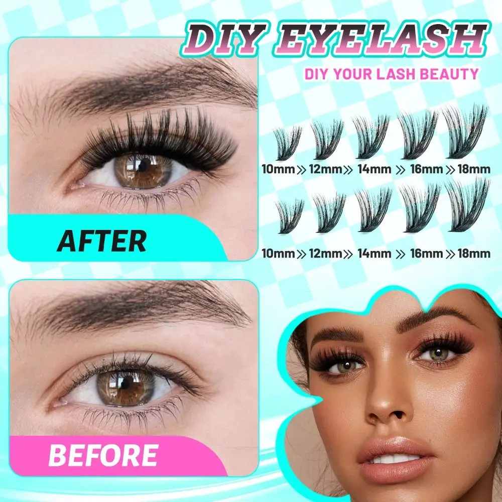 16 Rows 9-16mm Length False Eyelashes Natural Look Bond and Seal 3D Faux Mink Lash Cluster Design Wispy Style Eye Makeup Tools