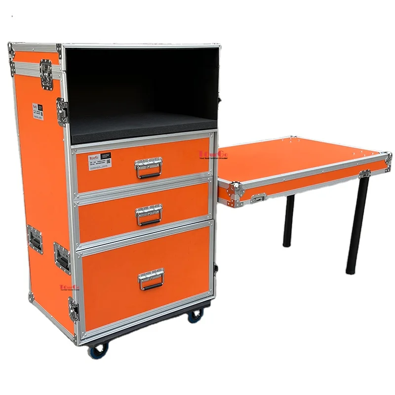 

Custom Production Storage Orange Drawer Flight Case for Printer, Router and Nespresso Machine