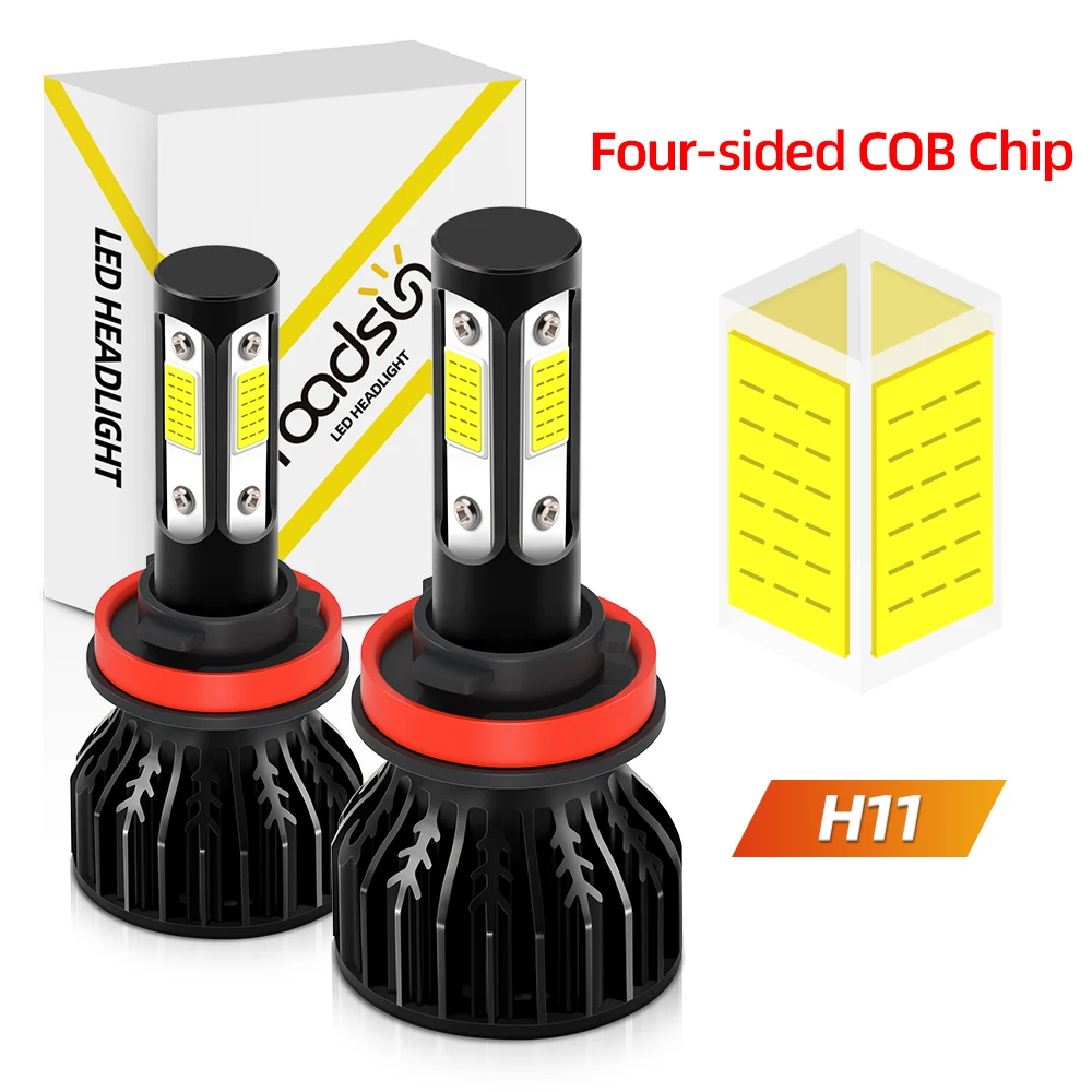 

H11/H8 LED 9005/HB3 9006/HB4 H7 Hi/Lo Beam H13 H4 9004 9007 Headlight Bulbs 28000LM 6000K White +800% Brightness Pack OF 2