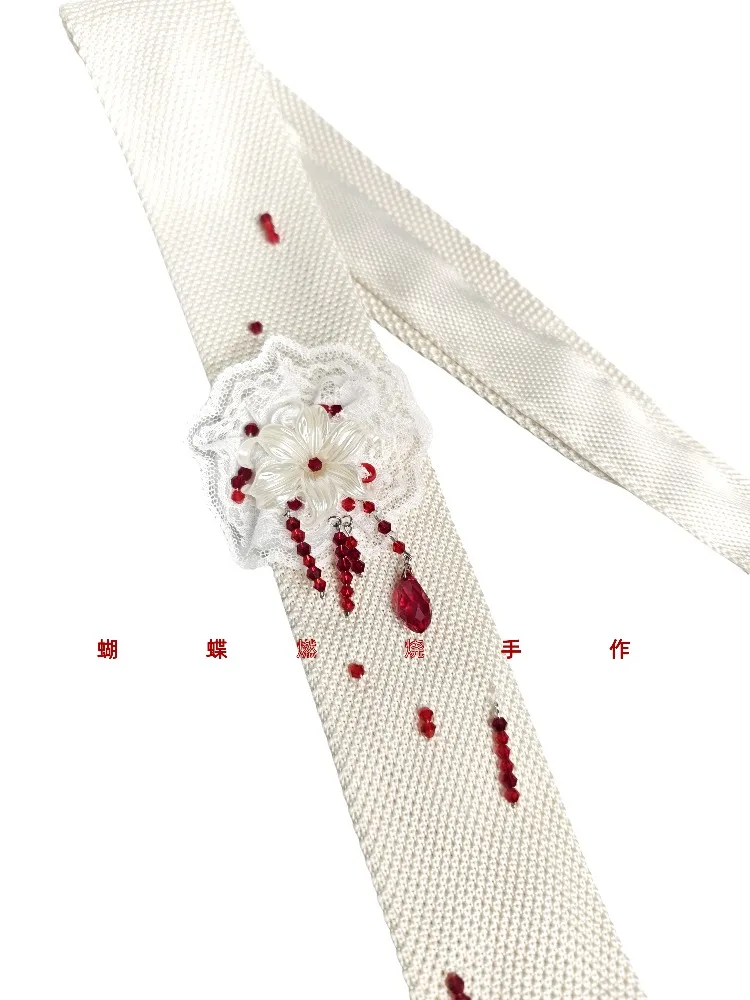 

Tie Knitted Autumn and Winter Accessories Red Dripping Flowers Personalized Necktie Men's and Women's Lace Cool Necktie