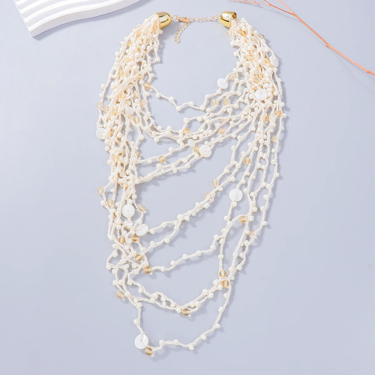 Vintage White Beads Tassel Chains Necklaces for Women Boho Multilayer Choker Retro Indian Jewelry 2024 Summer New