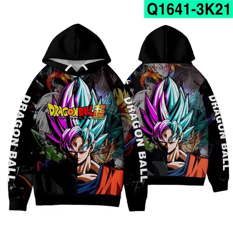 

25 осенний новый свитер с капюшоном Dragon Ball, свободная футболка большого размера для детей и взрослых, футболка с длинными рукавами Y2K, уличный модный топ