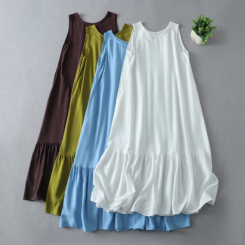 

Beachy Vaion Sle Svel Cotton Linen Dr Slimming High Waist A-Line n Ciwalk Summer Dr for Ladies