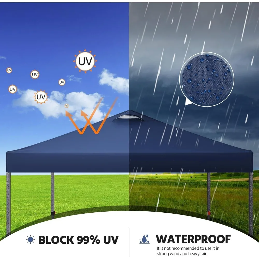 Yaheetech مظلة فورية 10x10، خيمة خارجية من القماش المطلي بالفضة 150D من الدرجة التجارية مع حقيبة حمل بعجلات، تتضمن 4 رمل