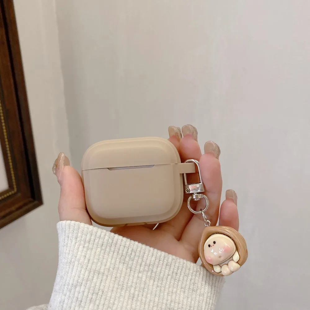 Doll Pendant With Nuts For Apple AirPods 4 Pro 2 Pro Wine Red Soft Earphone Case For AirPods 1 2 3 Cover Box