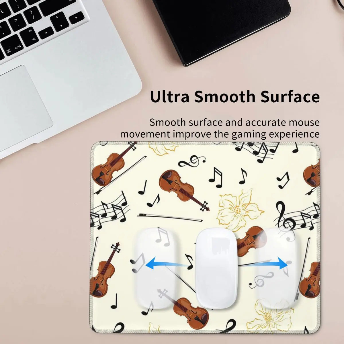 

Violin Music Notes Floral Mouse Pad Computer Keyboard Mouse Mat Gaming PC Laptop Desk Mat Office Accessories Table Mats