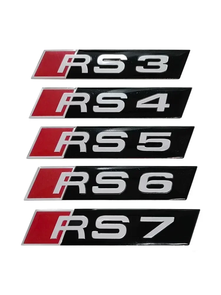 Badge latéral de voiture en alliage d'aluminium pour Audi, autocollants de décoration de coffre arrière, autocollant RS3 RS4 RS5 RS6 RS7, Logo emblème, accessoires automobiles