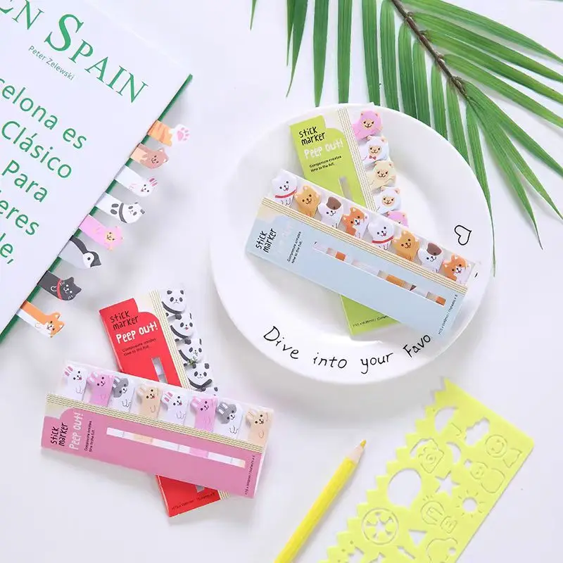 Cartoon Animal Memo Pads Lovely Panda Rabbit Dog Sticky Notes Student Stationery Reading Book Index Tab School Office Supplies