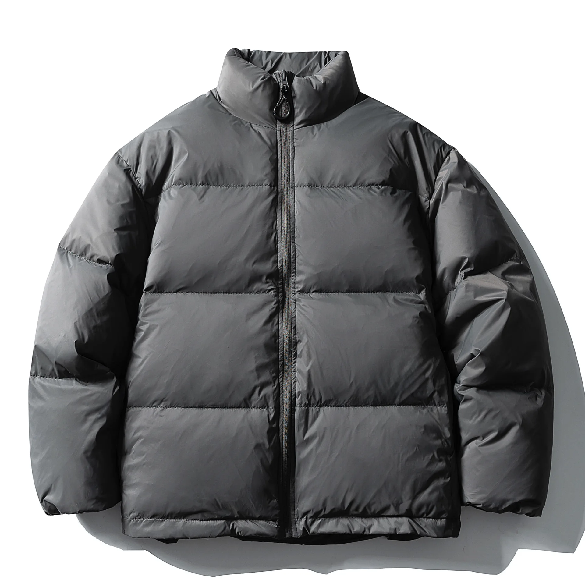 

Japanese Minimalist Solid Color Puffer Jacket with 90% White Duck Down Stand Collar Winter Coat 2025 New Arrival