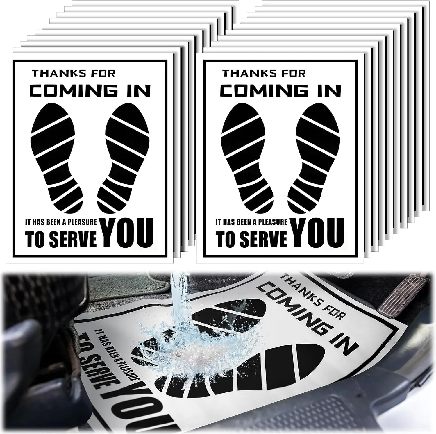 500 Pcs Waterproof Paper Car Floor Mats Disposable Floor Pads Covered Plastic Film Automotive Foot Mat for Vehicle Supplies(Whit