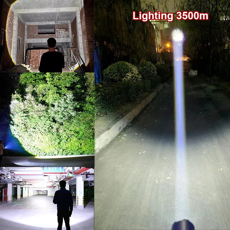 Most Powerful Strong Light Flashlight Long Shot Camping Torch Built-in 3*18650 Battery High Power LED Outdoor Tactical Lantern