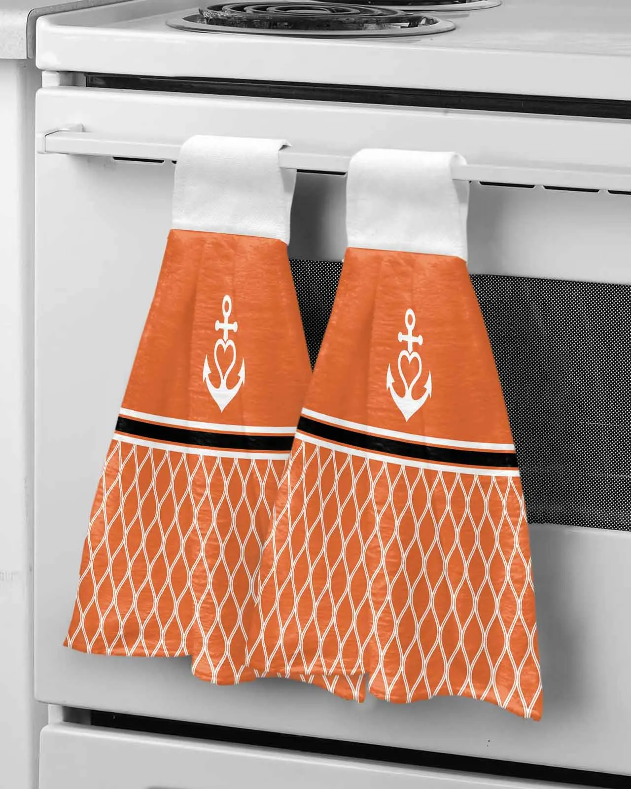 

Vintage Orange Anchor Marine Wipe Hand Towel Absorbent Hanging Towels Home Kitchen Wipe Dishcloths