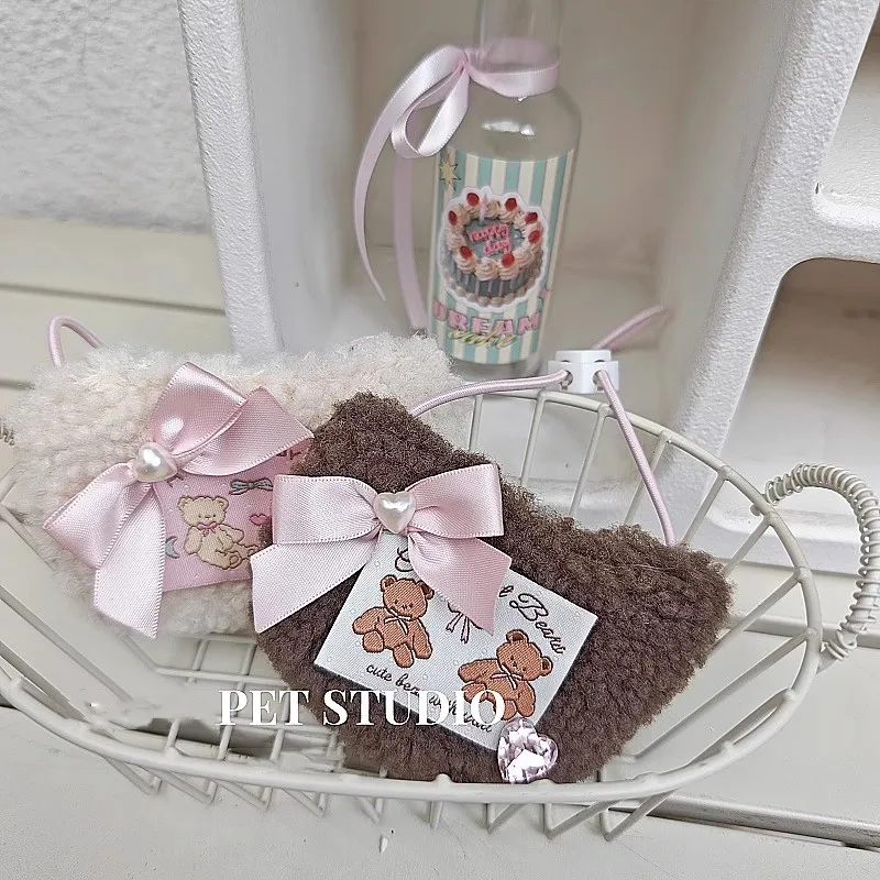 

Korean Cute Decorating Pet Plush Scarf Winter Design Featuring Doggy Bib Bandanas