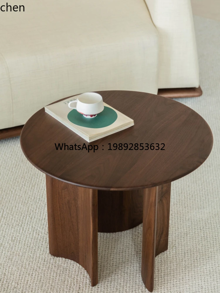 

round solid wood coffee table living room home new tea table balcony small
