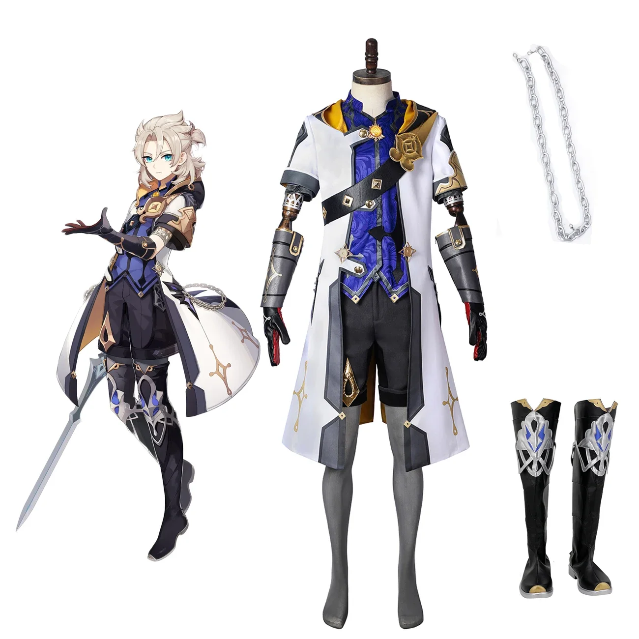 

Genshin Impact Albedo Cosplay Costume Boots Full Set Halloween Carnival Costume