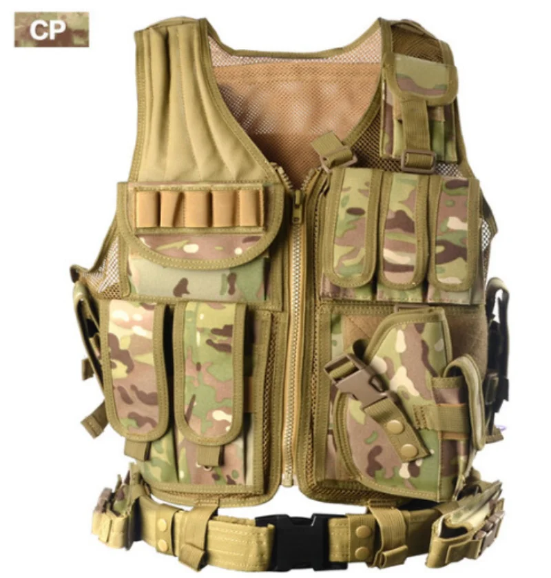 

Camouflage outdoor combat equipment amphibious tactical vest multifunctional breathable mesh CS tactical protective vest