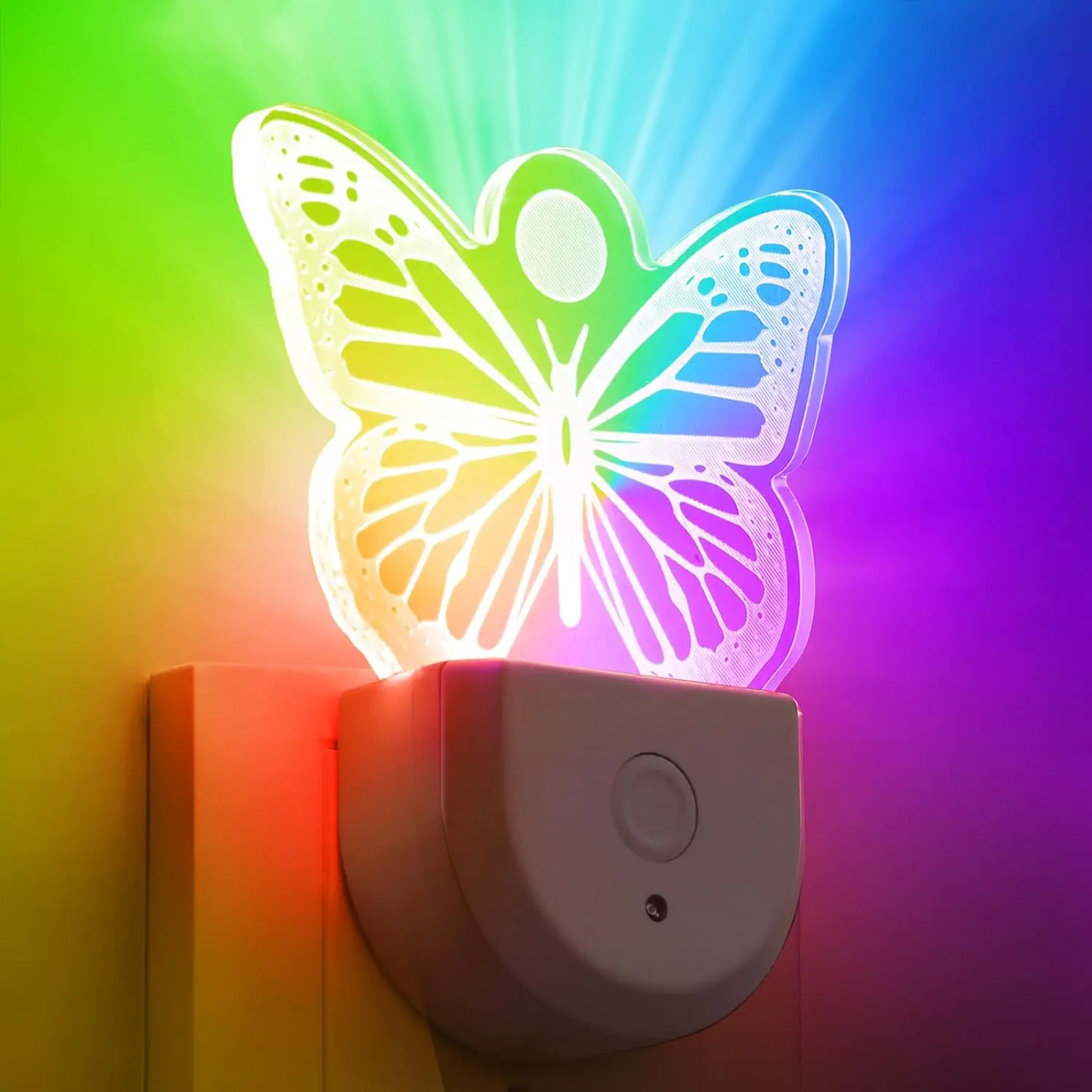 Night Light for Kids Butterfly Night Light Plug into Wall Fairy LED Night Light Dusk to Dawn 6 Colors Change RGB LED Nightlight