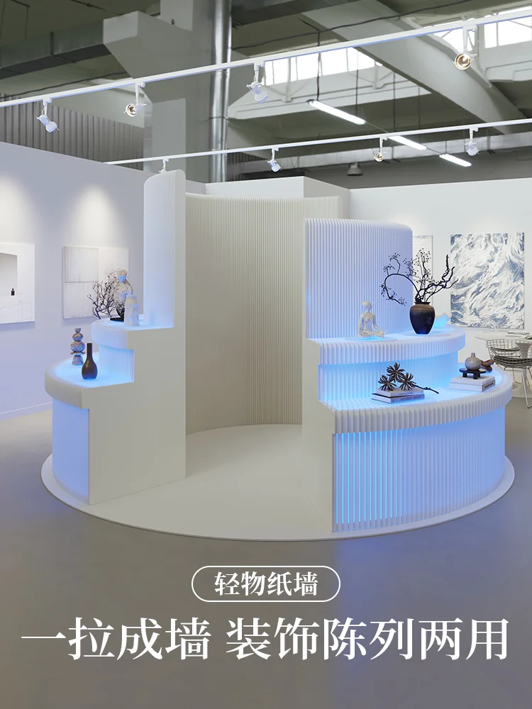 Light Screen Folding Shelf Partition Baffle Commercial Office Library Luminous Paper Screen Paper Wall