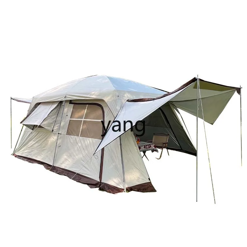 LTT， outdoor two bedrooms and two halls portable family rainstorm prevention field camping thickened wood stove tent