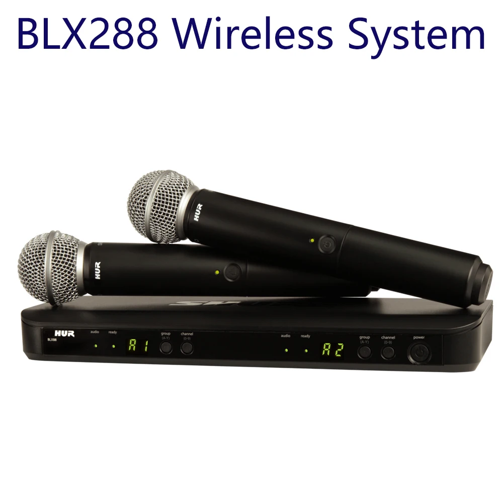 BLX288 UHF PLL Wireless Microphone Dual System Beta58A PG58 S 58 for Stage Singing Church Speech Home Karaoke