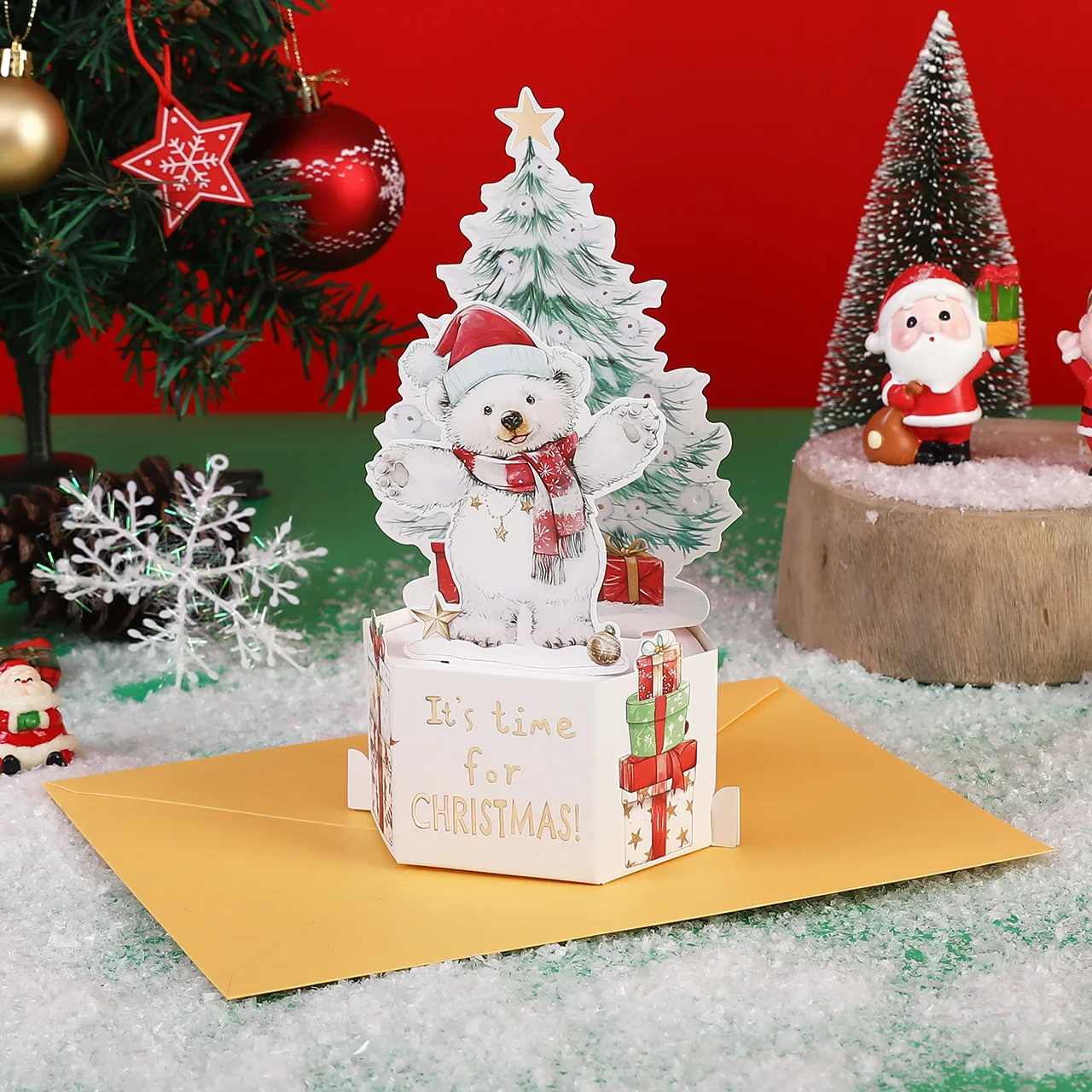 

Merry Christmas Greeting Cards Handmade Christmas Gift Postcard With Envelope Penguins、 Polar Bears Xmas Party New Year Gifts