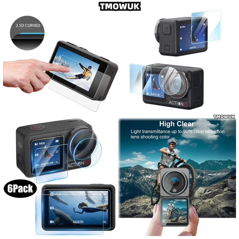 

For DJI Pocket 1 2 Osmo Pocket 3 Action 2 4 Pro Tempered Glass Full Protection Guard Cap