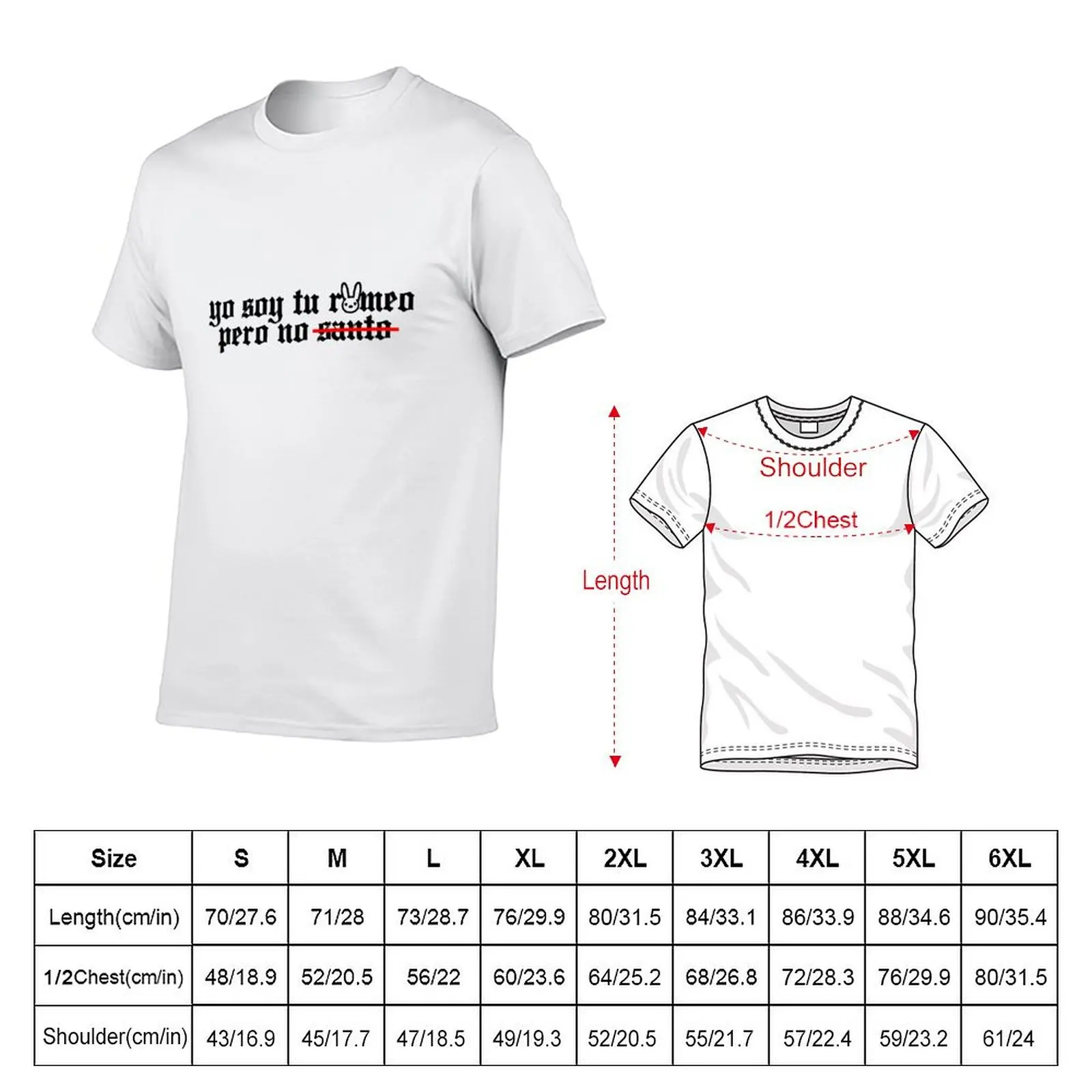 Yo Soy Tu Romeo Pero No Santo - Bad Bunny T-Shirt man t shirts graphic man t shirt summer t shirts for man graphic tees T-shirt