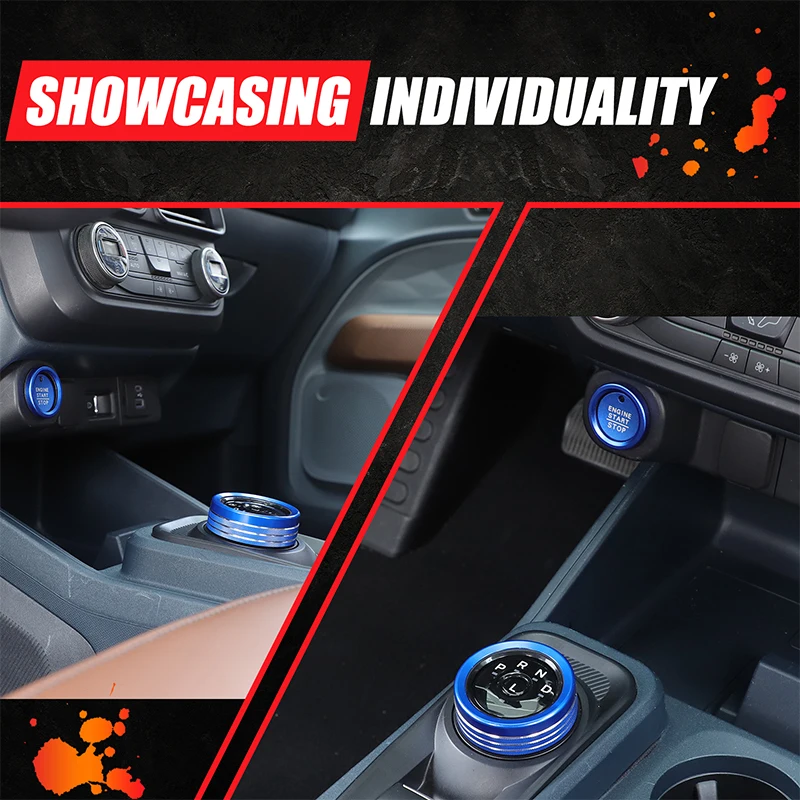 Car Accessories For 2022 2023 2024 2025 Ford Maverick Aluminum Center Console Volume Knob Ring Cover Kit Auto Interior Decorate 4