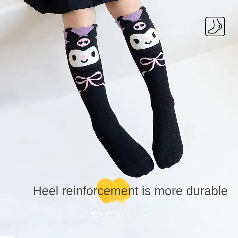 Sanrio Kuromi calzini calze lunghe in puro cotone per bambini calze da ballo stile giapponese JK Lolita ragazza carina accessori dolci