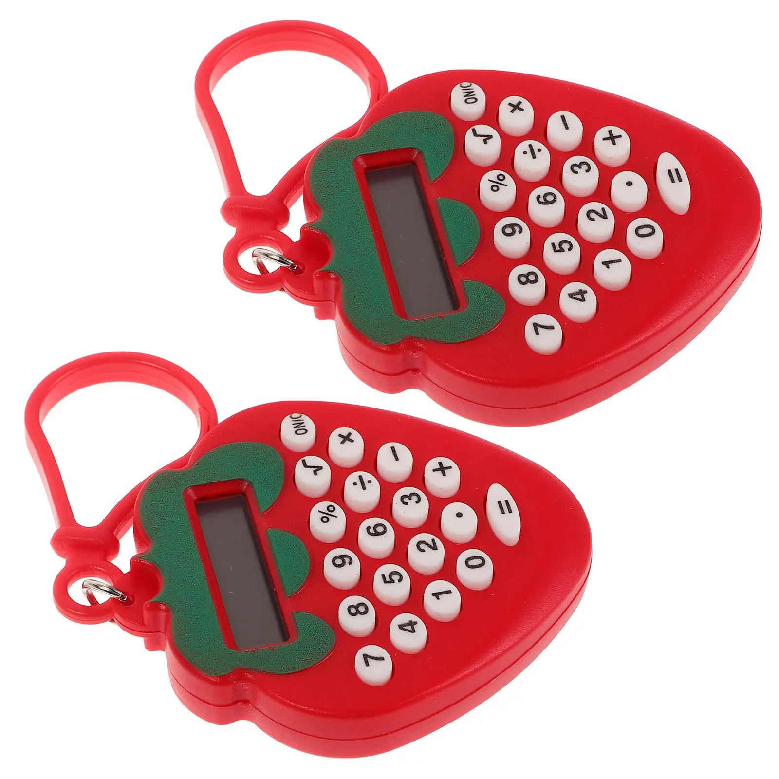 

2Pcs Strawberry Themed Mini Calculator Compact Keychain Electronic Calculator for Classroom Office on The Go Calculations Clear