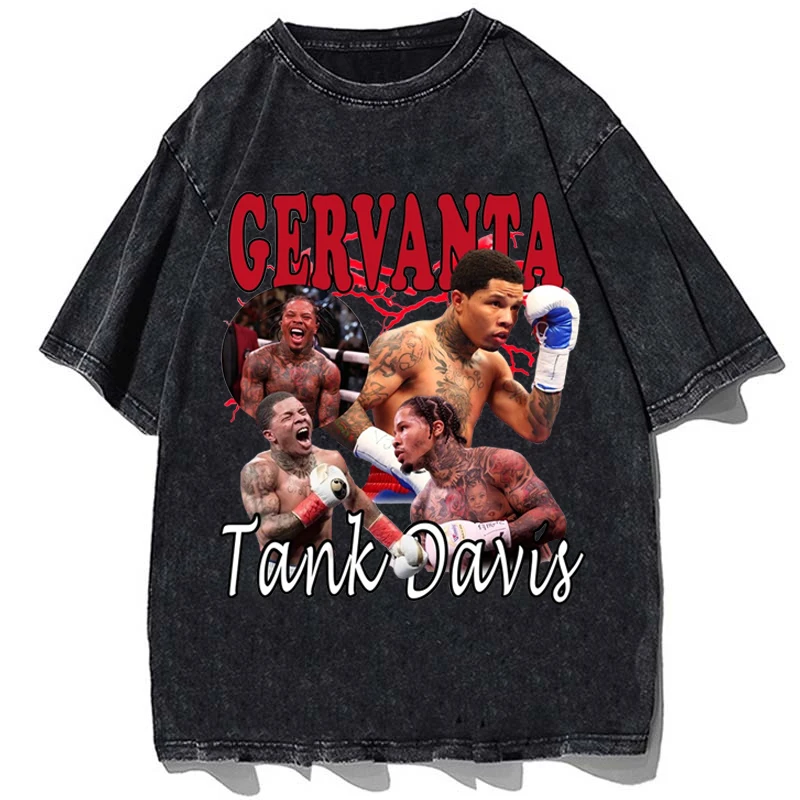 Gervonta Tank Davis Printed Tshirt Vintage Cotton Oversize T-shirt Summer Men Loose Short Sleeves Streetwear T Shirt Tops