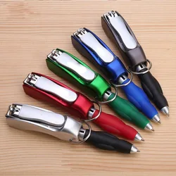 Multifunctional Nail Clipper Ballpoint Pen 0.7 Blue Refill Keychain Pen Portable Foldable ABS Ballpoint Pen Creative Stationery