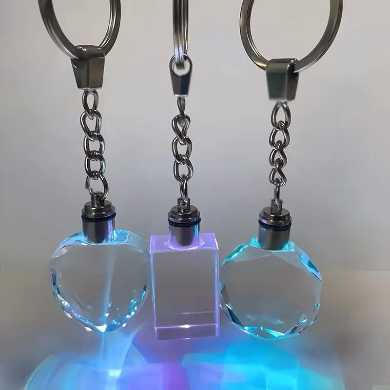 

Wholesale 20pcs Transparency Blank K9 Crystal Block Cube Keychain for 3D Laser Engraving Picture Heart Crystal Keyring