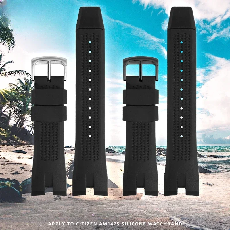 Для Citizen Aw1475 1476 1477 Ca4154 4155 дуговой вогнутый интерфейс силиконовый 24 мм водонепроницаемый мужской уличный безопасный черный ремешок для часов