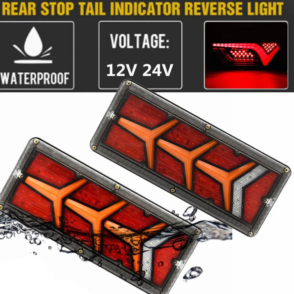2pcs 12v-24v dynamische LED LKW Rücklicht Blinker hintere Bremslichter Rückfahr leuchte Anhänger LKW