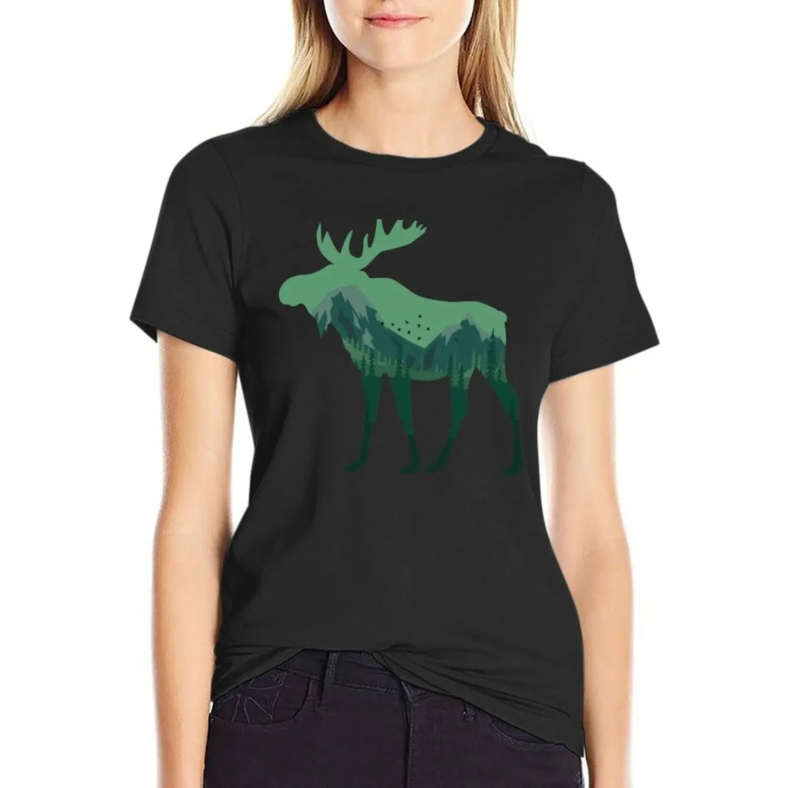 

moose lover,moose gift animal moose nature in alaska elk T-Shirt sweat summer top female Woman T-shirts