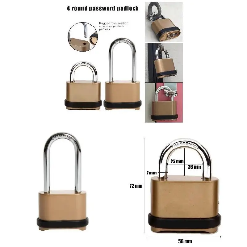 4 Digit Number Combination Pad Lock Padlock Outdoor Waterproof Lock Fence Window Door Suitcase Luggage Security Coded Lock