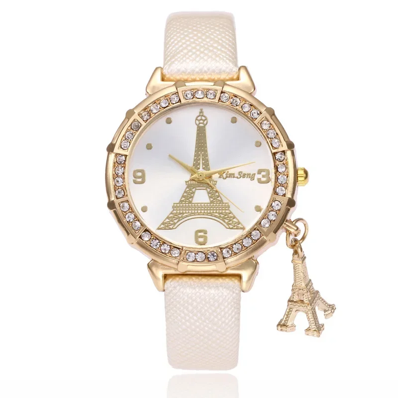 Elegant Luxury Women Watch Fashion Paris Eiffel Tower Ladies Watches Faux Leather Quartz Watches Relogio Feminino Reloje Mujer