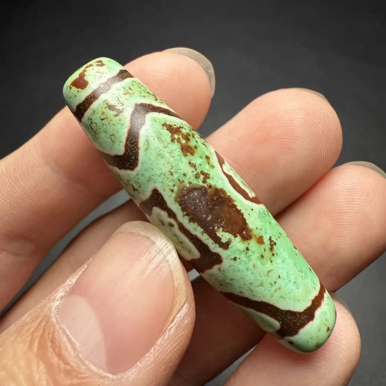 Energy Tibetan Top Old Agate highland barley xi zenghuai  Long dZi Bead Totem Pendant 48x13mm