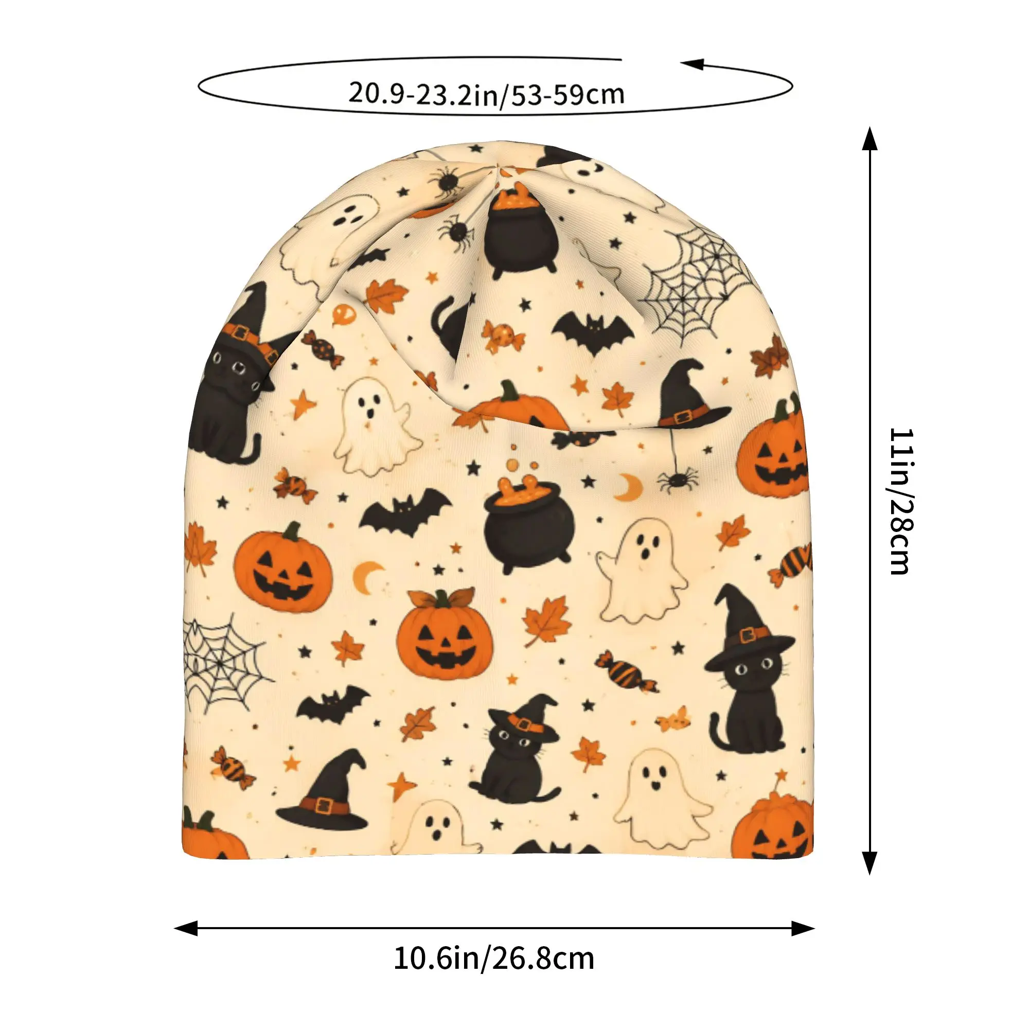 Halloween Ghost Pumpkin Spooky Trick Or Treat Witch Skull Cap Beanie Breathable  Cycling Hat for Men Women